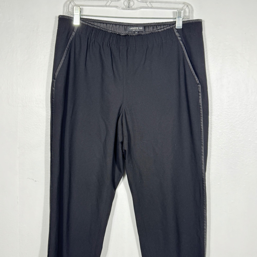 Lafayette 148 Black Pull On Tapered Pants Size Small Elastic Waist 27.5" Inseam - Picture 3 of 13